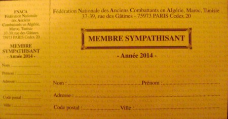 CARTE DE SYMPHATISANTS